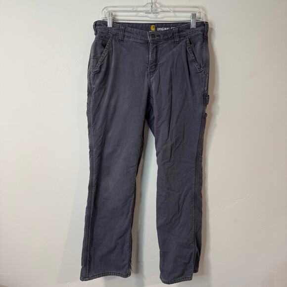 Carhartt Womens Fleece-Lined Crawford Pants Straight Leg Carpenter Cargo 8 Short - Picture 1 of 9